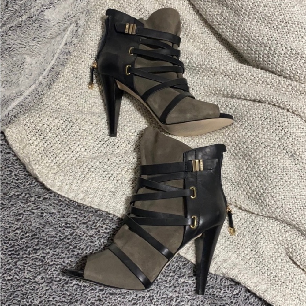 Faux Suede Green and Black booties